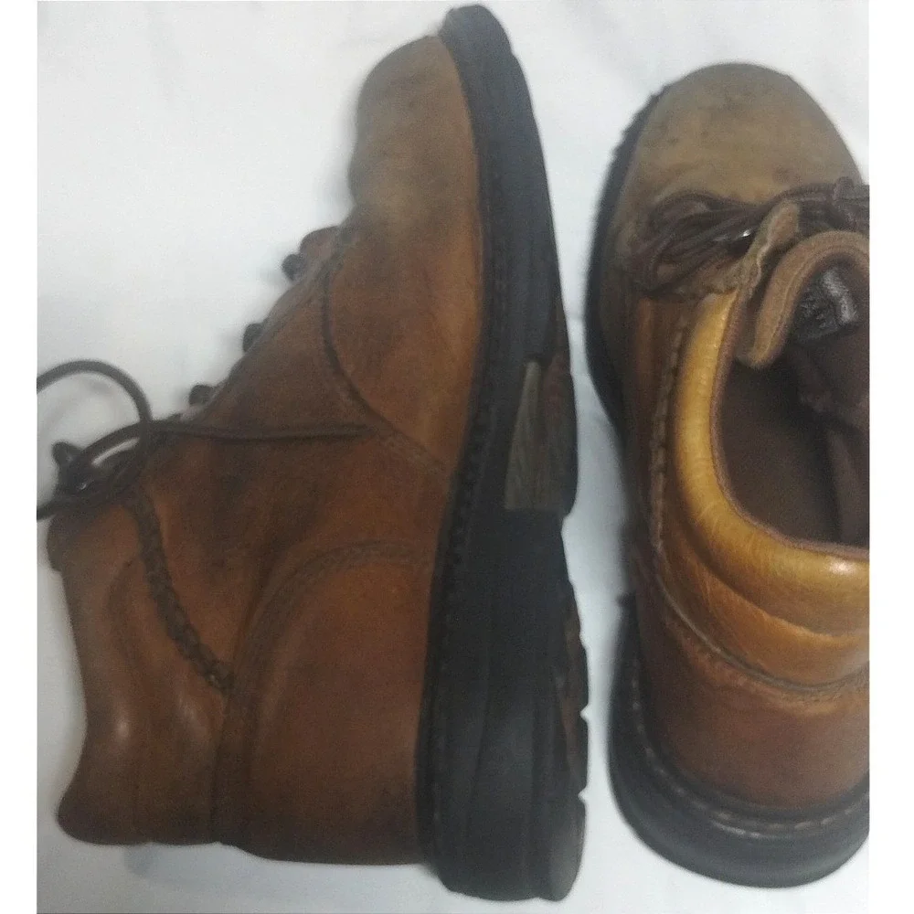 Ariat Mens Brown Leather Lace Up Ankle Work Boots Round Toe Low Heel 11 B